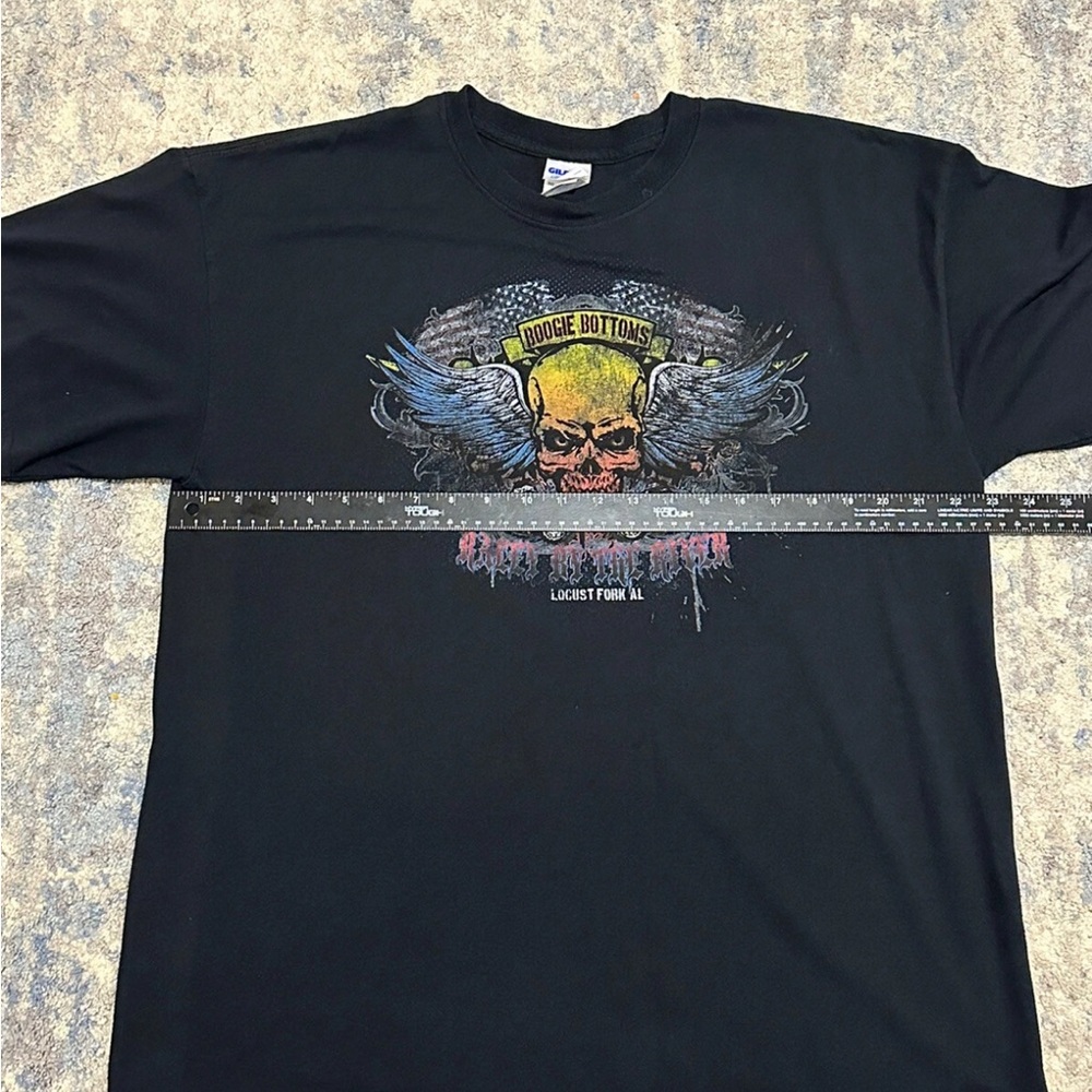 Boogie Bottoms Rally By The River Locust Fork AL T-shirt Skulls Wings Motorcycle - Picture 6 of 7